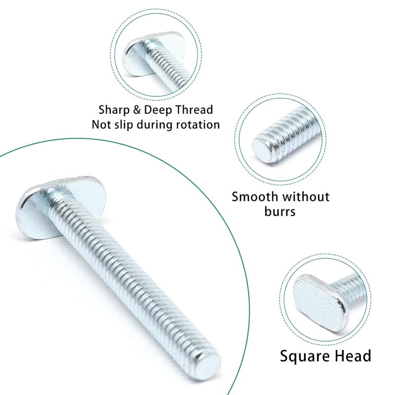 BUXIMN 22pcs 1/4"-20 T Track Bolts for T Track, 2" Length Universal T-Slot Bolts, T-Thread Bolt for Woodworking - Image 3